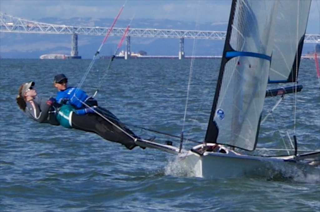 USA - sailing upwind on San Francisco Bay - 49er FX © Mackay Boats http://www.mackayboats.com